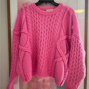Altar'd State Vibrant Pink Cable Knit Sweater